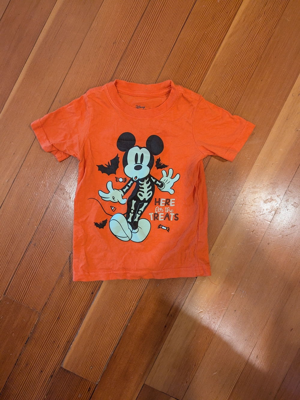 Disney Mickey Mouse Halloween Skeleton Orange T-Shirt 2T